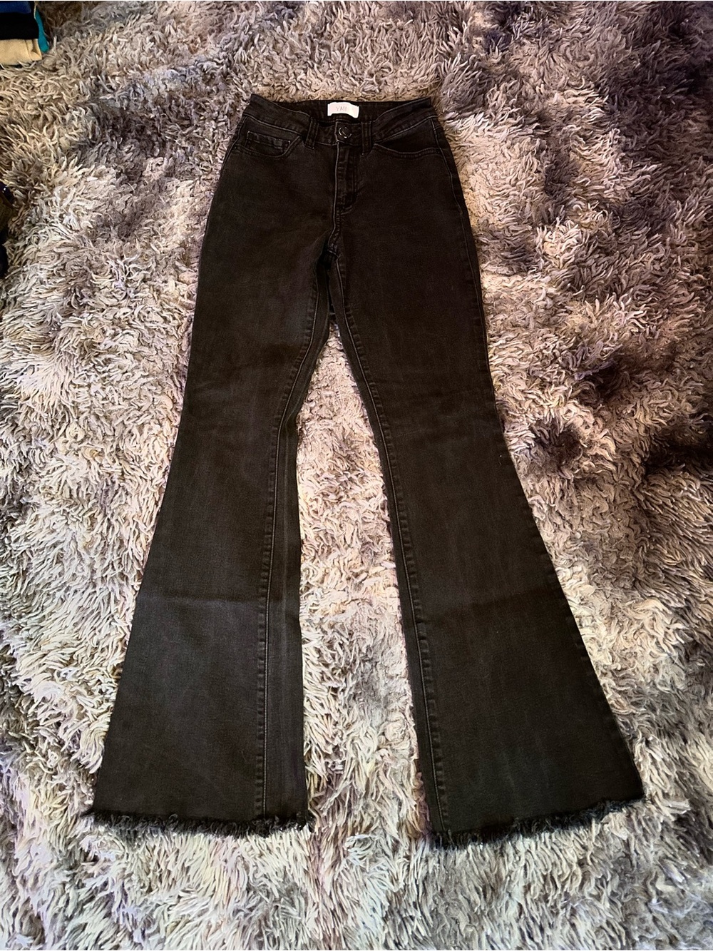 YMI Black High-Rise Flare Jeans with Raw Hem